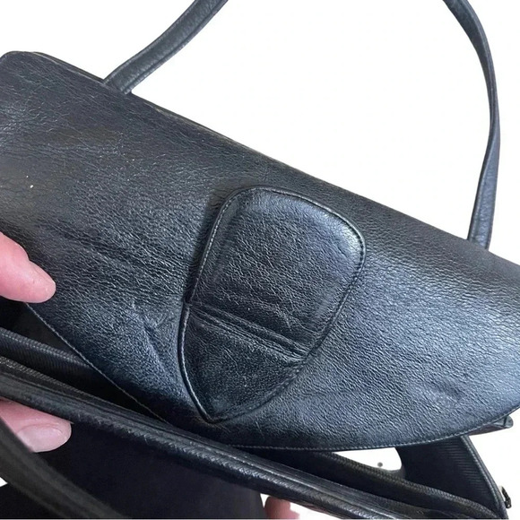 Rare Vintage Judith Leiber Quilted Black Leather Top Handle Bag Collector Item - Picture 10 of 15